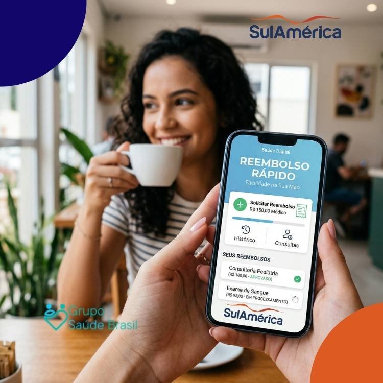 Beneficiária solicitando reembolso pelo aplicativo do plano de saúde sulamérica no df