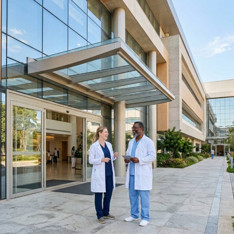 Fachada de hospital de alto padrão da rede credenciada do plano de saúde bradesco no df