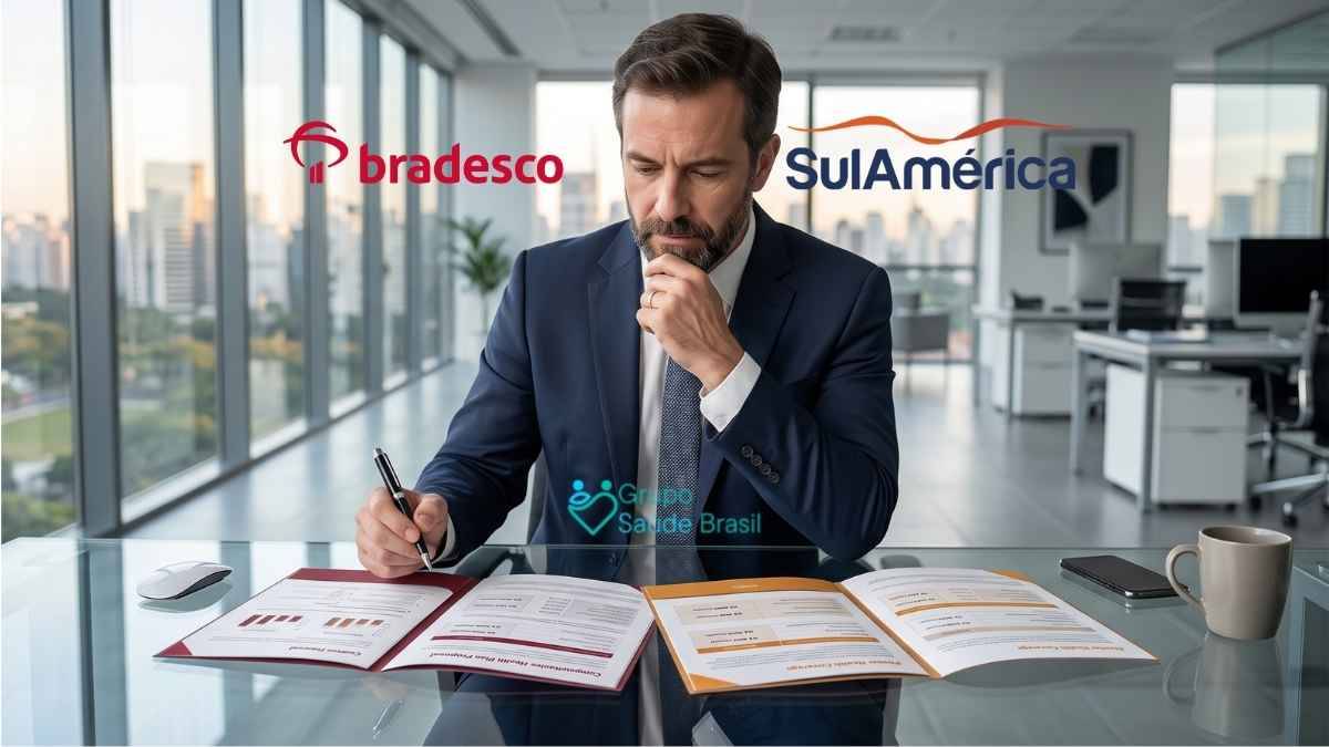 Tabela comparativa de valores e mensalidades do Bradesco e SulAmérica